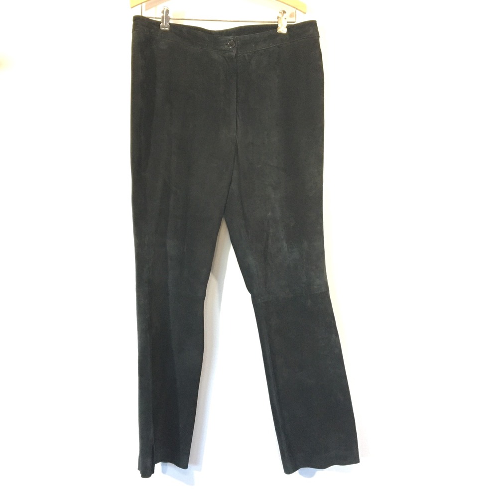 ICICLE Black Suede Leather Pants Women's Size 12‎ Straight Leg Career